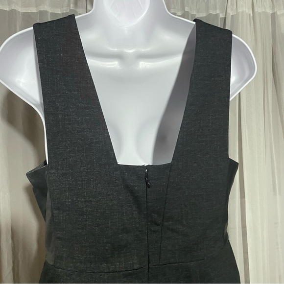 Madewell Dark Gray Sleeveless Career Sheath Dress with Leather Inserts Size 4 - Picture 6 of 13